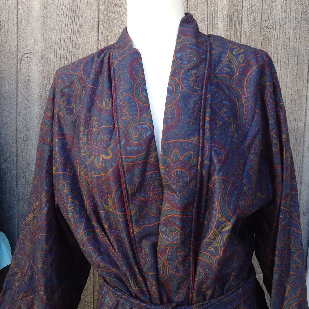 NOS Vintage Paisley Microdenier Towncraft  Robe Oldstock Blues